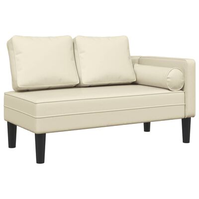 vidaXL Chaise longue avec coussins crème similicuir