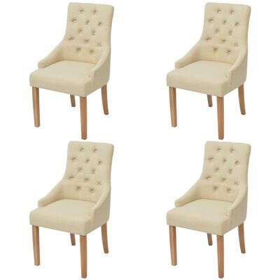 vidaXL Chaises à manger lot de 4 crème tissu