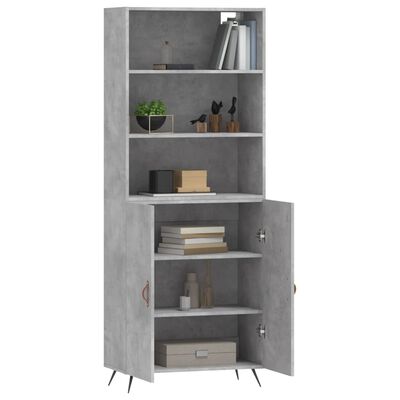 vidaXL Buffet haut Gris béton 69,5x34x180 cm Bois d'ingénierie