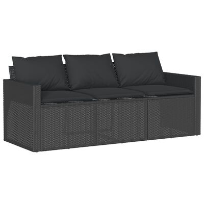 vidaXL Ensemble à manger de jardin coussins 2pcs noir résine tressée