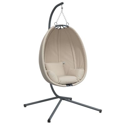 vidaXL Chaise suspendue en forme d'œuf et support beige tissu et acier