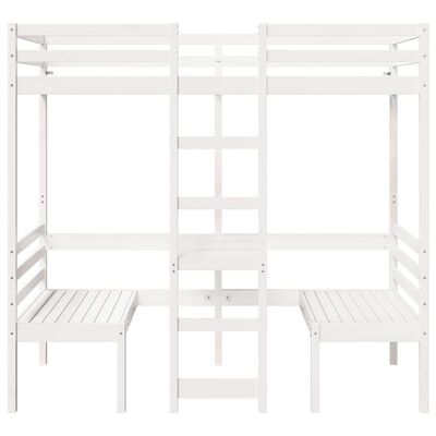 vidaXL Lit mezzanine avec bureau et chaises blanc 75x190 cm pin massif