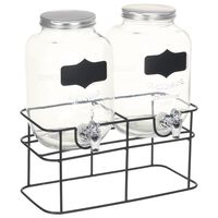 vidaXL 2 pcs Distributeurs de boissons avec support 2 x 4 L Verre