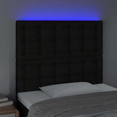 vidaXL Tête de lit à LED Noir 80x5x118/128 cm Tissu