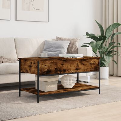 vidaXL Table basse chêne fumé 100x50x50 cm bois d'ingénierie et métal