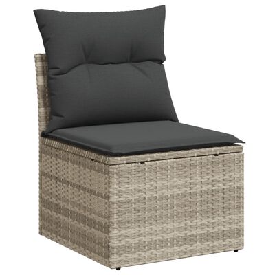 vidaXL Salon de jardin avec coussins 10 pcs gris clair résine tressée