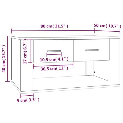 vidaXL Table basse Chêne marron 80x50x40 cm Bois d'ingénierie