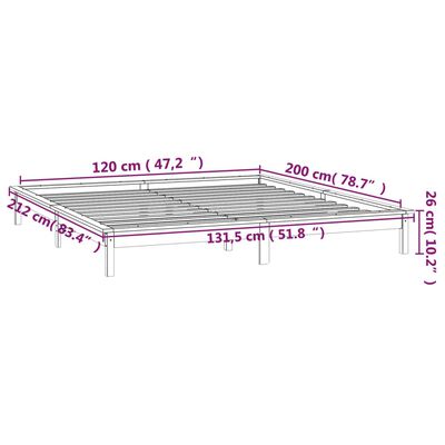 vidaXL Cadre de lit à LED gris 120x200 cm bois massif