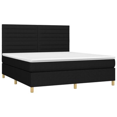 vidaXL Sommier à lattes de lit et matelas et LED Noir 180x200 cm Tissu