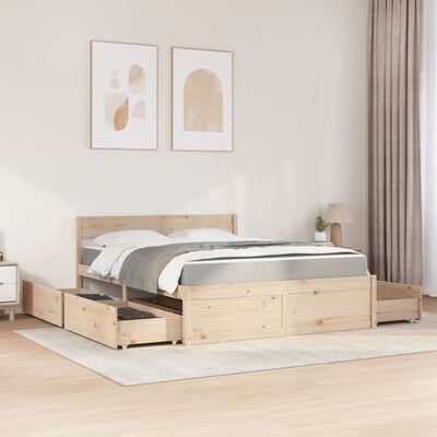 vidaXL Lit avec tiroirs et matelas 160x200 cm bois de pin massif