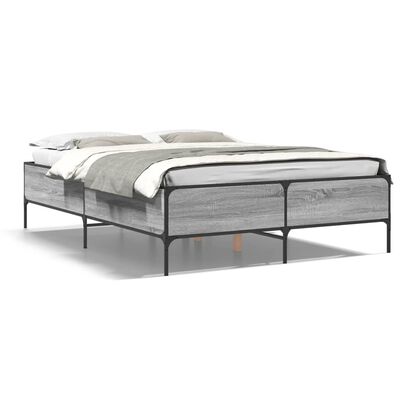 vidaXL Cadre de lit sans matelas sonoma gris 140x190 cm