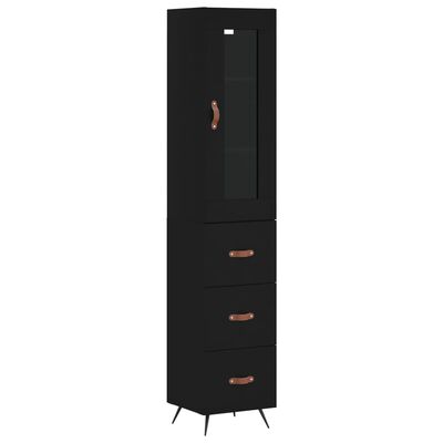 vidaXL Buffet haut Noir 34,5x34x180 cm Bois d'ingénierie