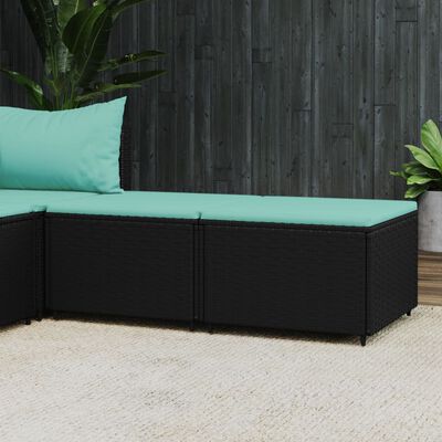 vidaXL Repose-pieds de jardin et coussins lot de 2 noir résine tressée