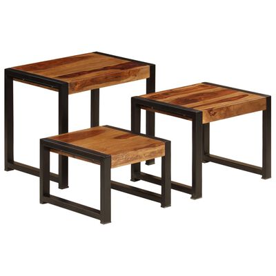 vidaXL Tables gigognes 3 pcs Bois solide de Sesham