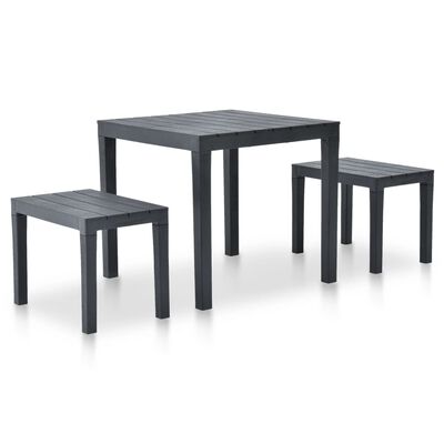 vidaXL Table de jardin avec 2 bancs Plastique Anthracite