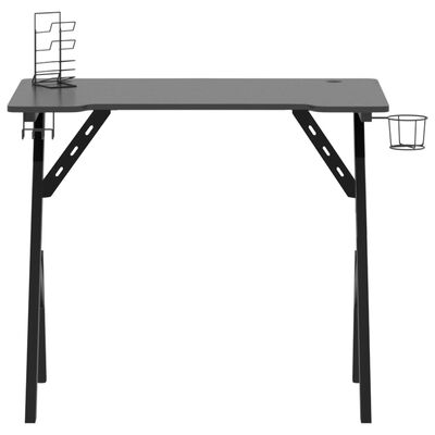 vidaXL Bureau de jeu avec pieds en forme de Y Noir 90x60x75 cm