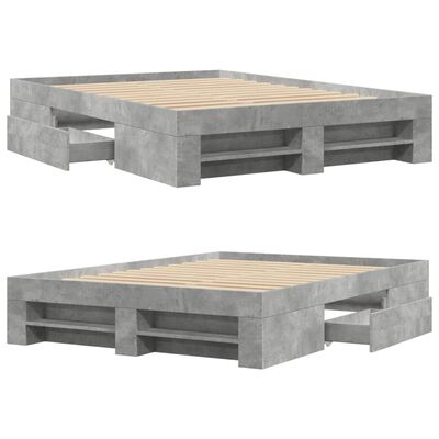 vidaXL Cadre de lit sans matelas gris béton 140x190 cm bois ingénierie