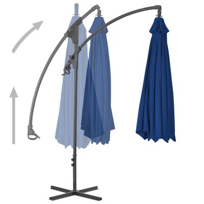 vidaXL Parasol déporté avec mât en acier 300 cm Bleu azuré