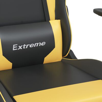 vidaXL Chaise de jeu de massage et repose-pied Noir doré Similicuir