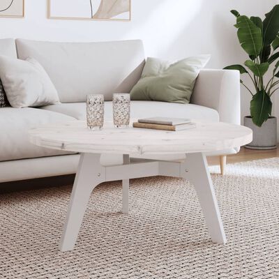 vidaXL Dessus de table rond blanc Ø90x3 cm bois de pin massif