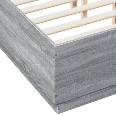 vidaXL Cadre de lit sonoma gris 135x190 cm bois d'ingénierie