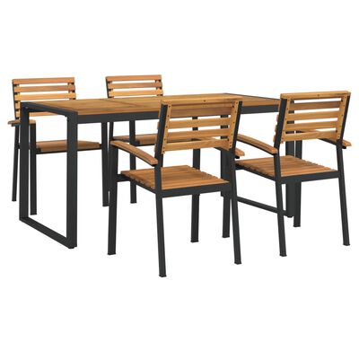 vidaXL Ensemble à manger de jardin 5 pcs bois d'acacia massif et métal