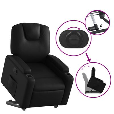 vidaXL Fauteuil inclinable Noir Similicuir