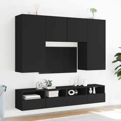 vidaXL Meubles TV muraux 2 pcs noir 80x30x30 cm bois d'ingénierie