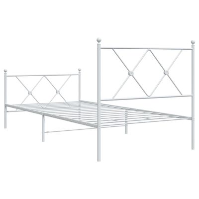 vidaXL Cadre de lit métal sans matelas avec pied de lit blanc 90x200cm