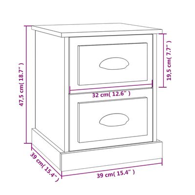 vidaXL Tables de chevet 2 pcs blanc brillant 39x39x47,5 cm