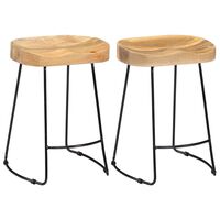 vidaXL Tabourets de bar Gavin lot de 2 bois de manguier massif