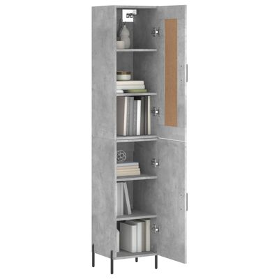 vidaXL Buffet haut Gris béton 34,5x34x180 cm Bois d'ingénierie