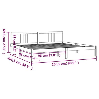 vidaXL Cadre de lit sans matelas blanc bois massif 200x200 cm