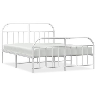 vidaXL Cadre de lit métal sans matelas et pied de lit blanc 180x200 cm