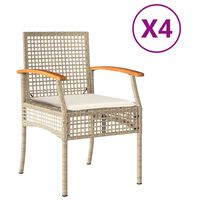 vidaXL Chaises de jardin coussins lot de 4 beige résine tressée acacia