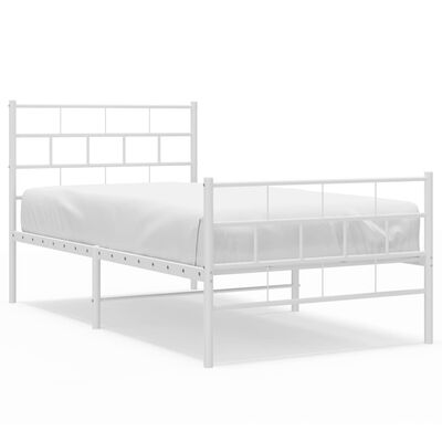 vidaXL Cadre de lit métal sans matelas avec pied de lit blanc 90x190cm