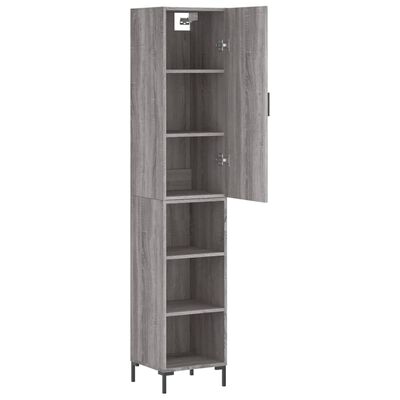 vidaXL Buffet haut Sonoma gris 34,5x34x180 cm Bois d'ingénierie