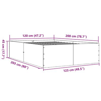 vidaXL Cadre de lit chêne fumé 120x200 cm bois d'ingénierie