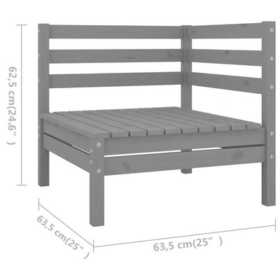 vidaXL Salon de jardin 7 pcs Bois de pin massif Gris