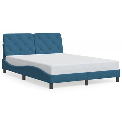 vidaXL Cadre de lit avec LED sans matelas bleu 140x190 cm velours