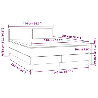 vidaXL Sommier à lattes de lit avec matelas LED Bleu 140x200 cm Tissu