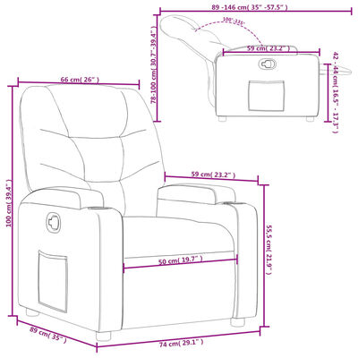 vidaXL Fauteuil inclinable Gris foncé Tissu