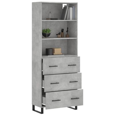 vidaXL Buffet haut Gris béton 69,5x34x180 cm Bois d'ingénierie