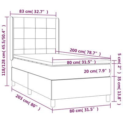 vidaXL Sommier à lattes de lit matelas et LED Crème 80x200cm Tissu