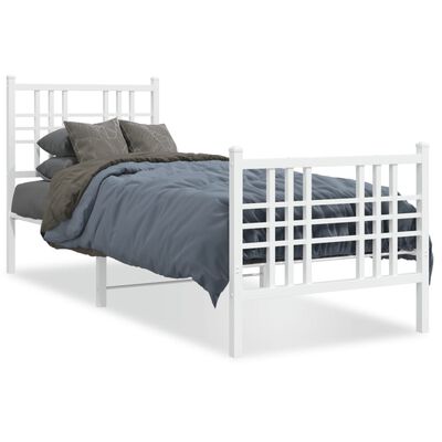 vidaXL Cadre de lit métal sans matelas avec pied de lit blanc 80x200cm