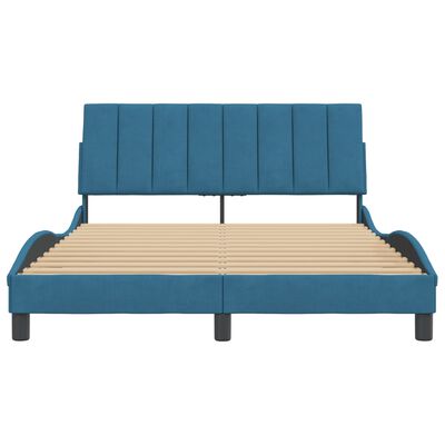 vidaXL Cadre de lit sans matelas bleu 140x190 cm velours