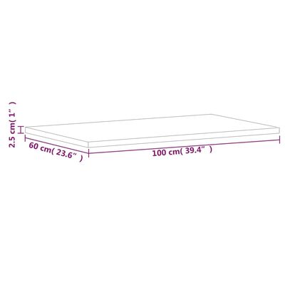 vidaXL Comptoir de salle de bain 100x60x2,5 cm bois massif de hêtre