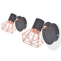 vidaXL Lampe murale 2 pcs E14 Noir et Cuivre