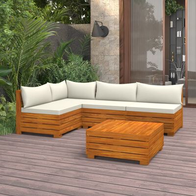 vidaXL Salon de jardin 5 pcs avec coussins Bois d'acacia solide