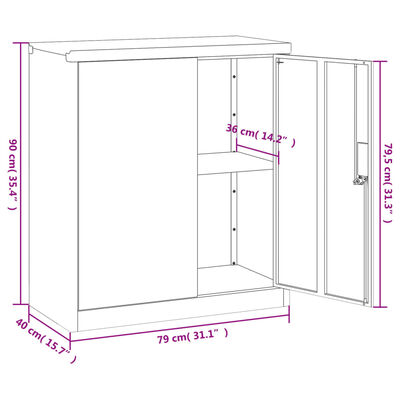 vidaXL Classeur blanc 79x40x90 cm acier